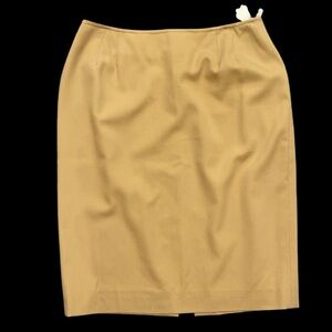 Raffinati sz 16 camel colour 100% wool lined back zip flat front skirt vintage